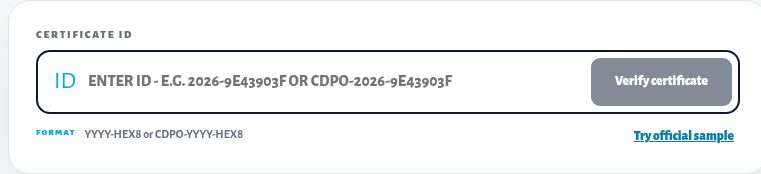 Figure 15. Public certificate verifier. Enter the ID from your issued certificate.